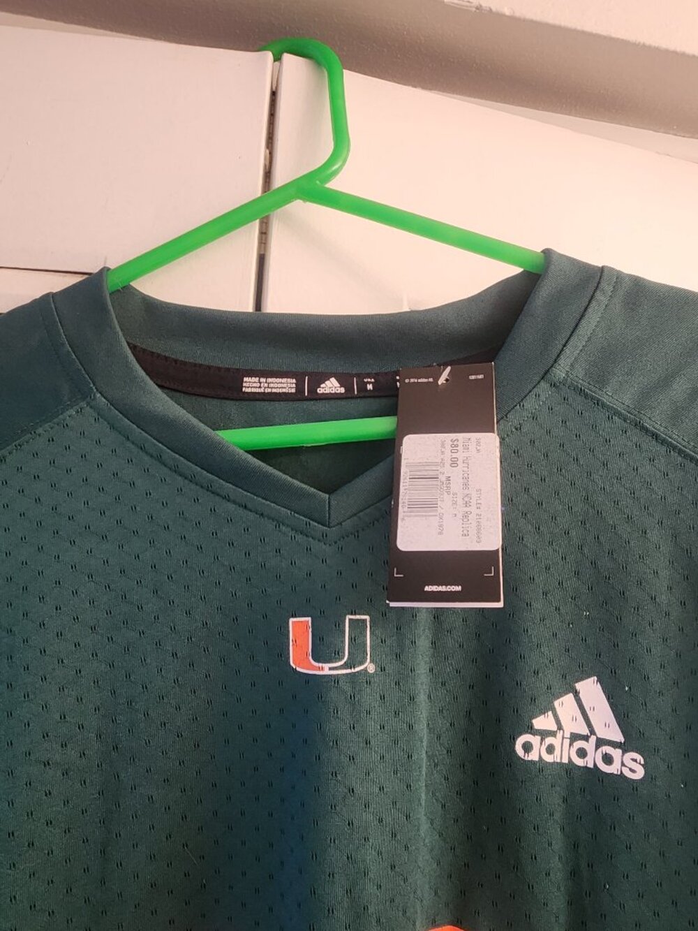 Miami Hurricanes Team-Issued adidas #80 Green Jersey from the Football Program - Picture 2 of 4
